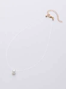 Faux Pearl Charm Necklace, Suitable For Women's Everyday & Holiday Wear Winter Gifts - White - View 4