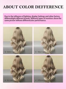 Einfach zu tragende, lange lockige 26-Zoll-Perücken für Frauen mit braunem und blondem Farbverlauf-Farbverlauf ohne Pony, hitzebeständiges synthetisches Haar, verstellbarer Kopfumfang, für Cosplay, Fotografie, Reisen