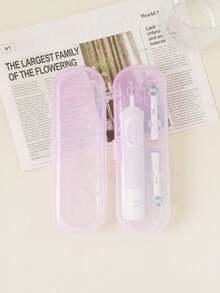 旅行电动牙刷收纳盒便携式旅行容器简易牙膏收纳盒便携式牙膏容器盒安全存放牙刷头适合日常和旅行露营居家商务返校使用旅行必需品