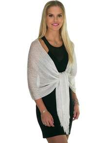 Metallic Glitter Shawl Wrap For Evening Dresses And Weddings - 白色金屬 - 查看 11