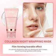 1 Peça Máscara de Dormir Envoltório Noturno de Colágeno, Máscara Facial em Gel Profundamente Hidratante, Máscara Facial Hidratante