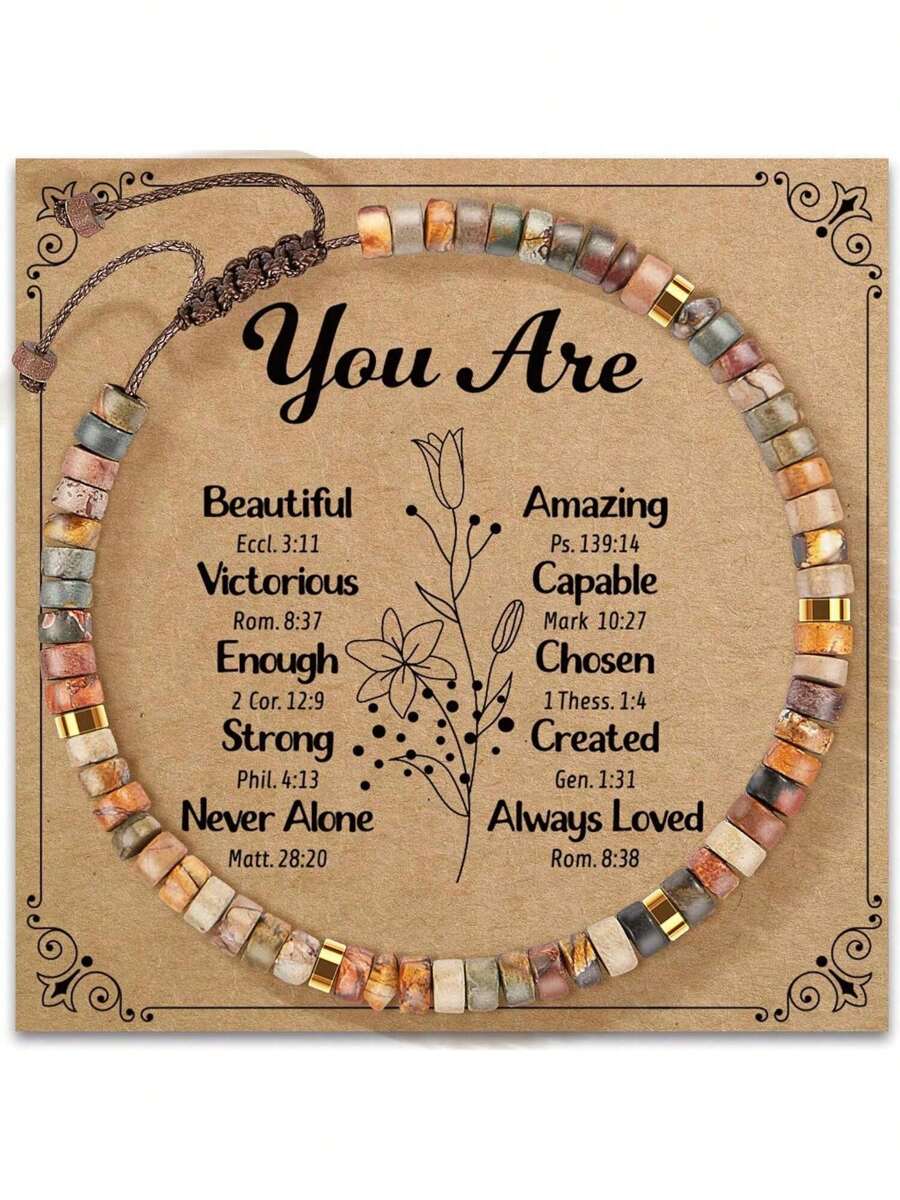 Regalos inspiradores pulseras para mujeres pulseras de piedras naturales curativas - Regalos para que te mejores pronto para mujeres mejores amigas hermanas niñas - "La vida es dura, pero tú también lo eres" pulsera