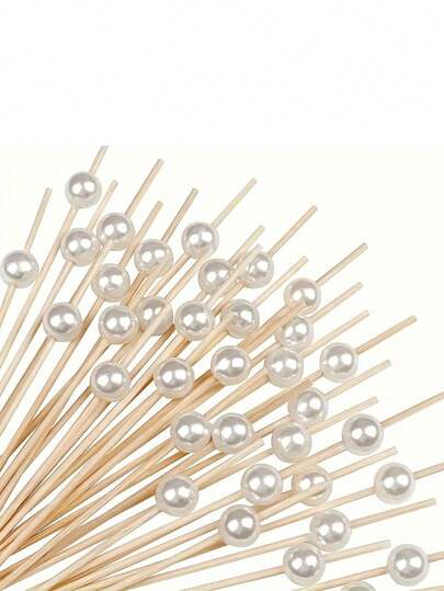 100pcs White Pearl Fruit Cake Disposable Fruit Picks, Elegant Toothpicks For Wedding Party, Perfect For Party Desserts, Cakes, Drinks, Appetizer Platters, Christmas Gifts