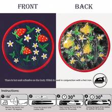 1片草莓田刺绣布贴，带熨烫背胶 - 多功能可缝制贴花，适用于服装、牛仔服和草莓主题物品 - 混色 - 查看 5