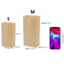 50/100 bolsas de papel kraft marrón, bolsas de embalaje duraderas para regalos de fiesta, aperitivos, galletas, hamburguesas, adecuadas para pequeños negocios, comestibles, almuerzos, recuerdos de fiesta, para llevar, aplicables para fiestas, bodas, cenas de verano, vuelta al cole, Día Nacional, Halloween, Navidad