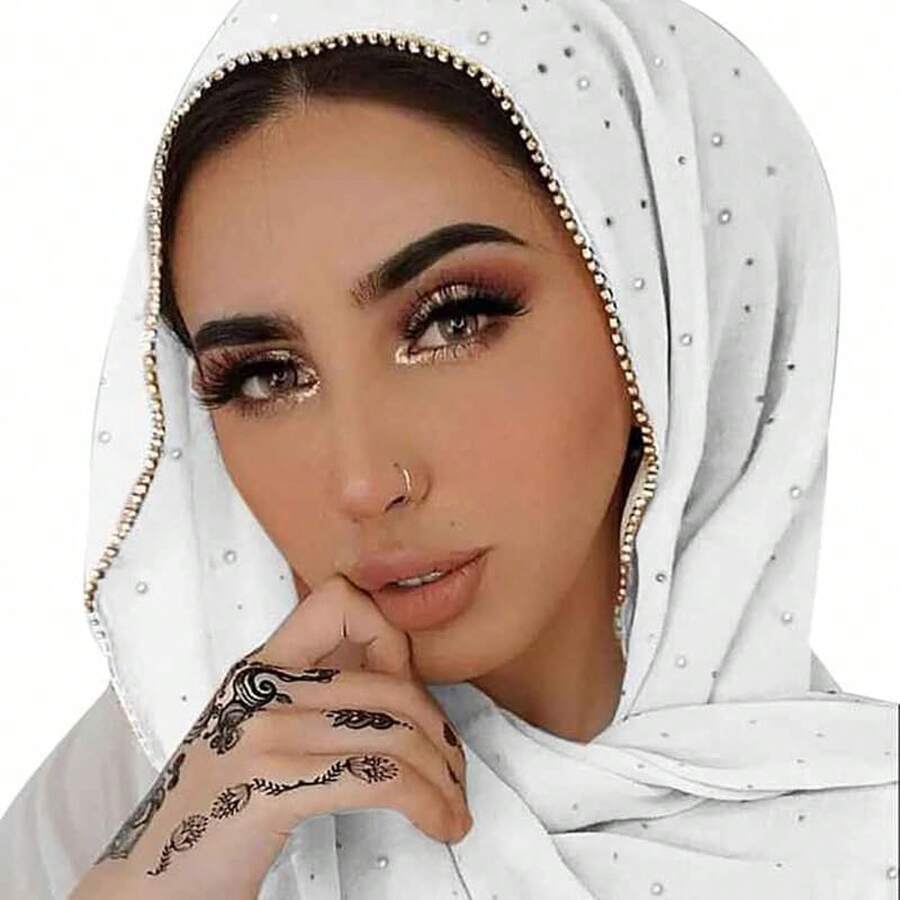 Hijab Scarf Women Soft Chiffon Long Scarf Shawl Fashion Hijab Wrap Scarves - 白色 - 查看 1