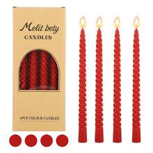 A Box Of 4 Morandi Gradient Colored Threaded 10 Inch Long Candles, Suitable For Home Use, Romantic Weddings, Decoration, And Candlelight Dinners Gifts Birthday Graduation - Multicolor - View 15