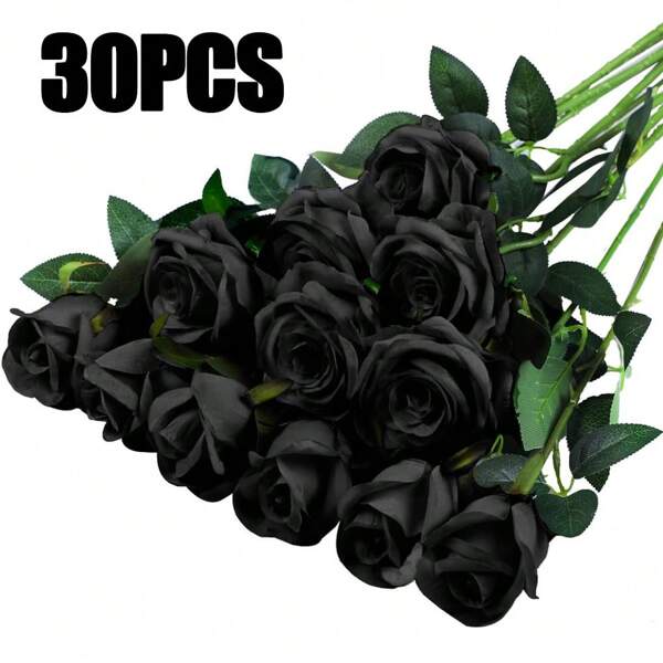 30 Stück künstliche Rosen, dunkelrote künstliche Blumen Fake Rosen für Dekoration, DIY Hochzeitssträuße, Tischdekoration, Bridal-Shower Party, Valentinstag Dekoration, Baby Shower Dekoration, Heim- und Außendekoration