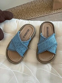 Comfortable Open Toe Girls Slippers - Breathable Lightweight Beach Sandals - Suitable For Outdoor Activities - Blue - View 5