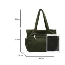 Alwy Bolsa Grande Tote de Mão Ombro Feminina Veludo Cotelê Moda Simples Faculdade Trabalho Moderna Presente dia Dos Namorados