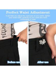 4 件裤紧带，蝴蝶牛仔裤扣宽松牛仔裤腰带，可调节和可拆卸腰夹，无缝纽扣让牛仔裤更合身 - 銀色 - 查看 6