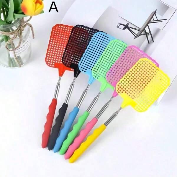 1pc Creative Retractable Plastic Fly Swatter, Mosquito Swatter, Household Daily Fly Killer, Summer Essential, Beach, Travel Accessory, Metal & Plastic Fly Swatter, Casually Swat And Catch Flies (If The Fly Swatter Is Bent, It Can Be Placed In Direct Sunlight For 10 Minutes And Then Pulled Straight And Cooled In Water)