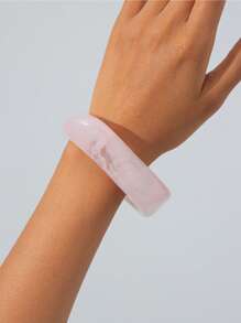 1 pieza Brazalete geométrico exagerado retro, semitraslúcido, de resina de colores para mujeres