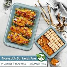 5/10 Piece Bakeware Set, Non-Stick Kitchen Bakeware, Carbon Steel, Including Baking Accessories (Cookie Sheet, Cake Pan, Bread Pan, Muffin Pan, Pizza Pan) - Blue Sprinkles - Five-piece Set - View 4