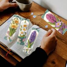 4 件钻石画书签套装，DIY 钻石艺术书签，是送给阅读爱好者、母亲节、教师节、父亲节、朋友的理想礼物，也是送给读者的最佳礼物