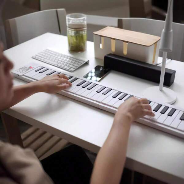 61 Key Portable Keyboard Piano, Foldable Electric Piano With Full Size Keys, Recording, Playback, Foldable, Portable, For Beginners, Led Lights