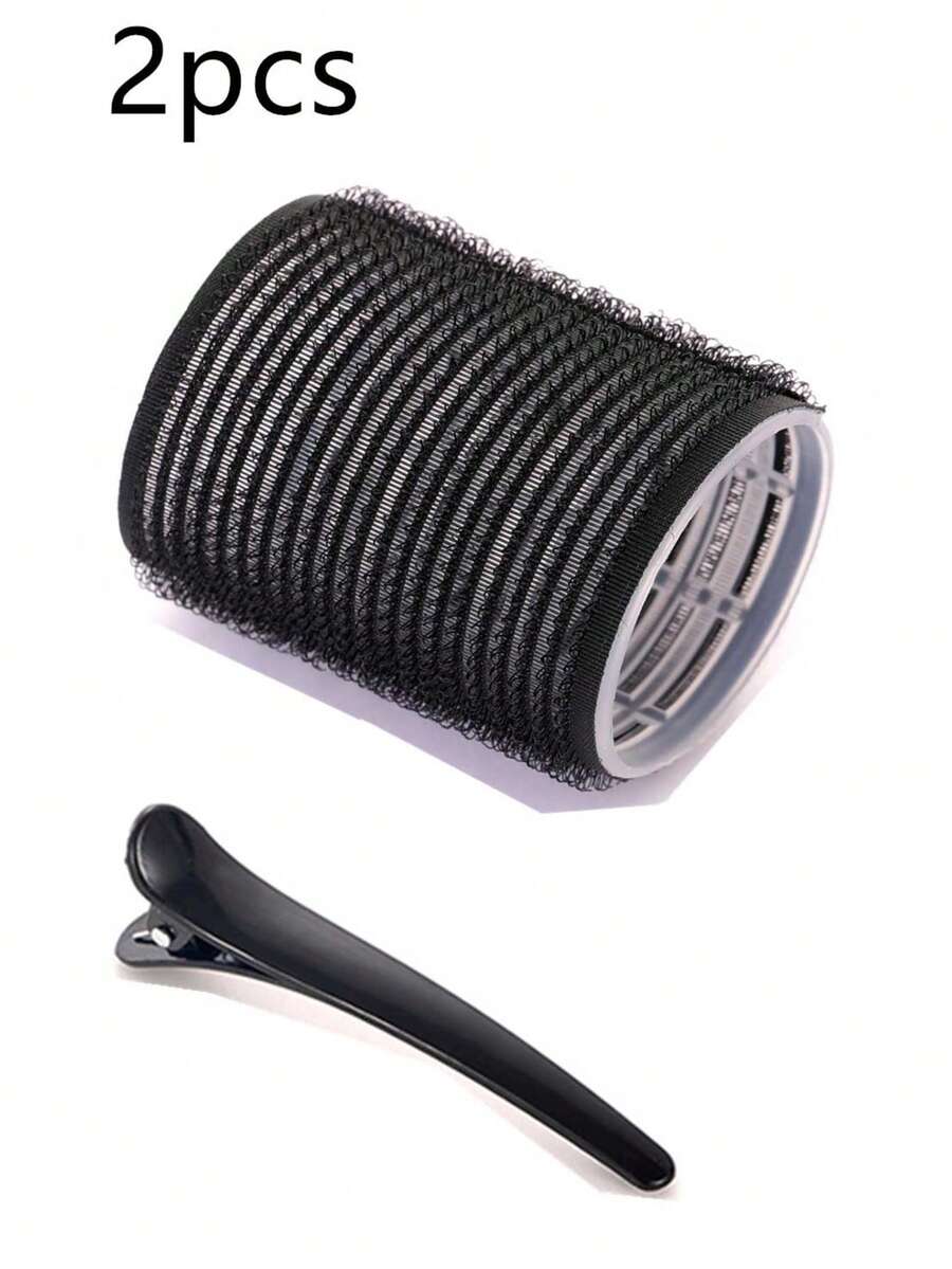 2件套大号卷发器带夹子，自粘式卷发器，适用于长发/中长发/短发和刘海，DIY卷发工具（1个大号卷发棒+1个夹子） - 彩色 - 查看 1