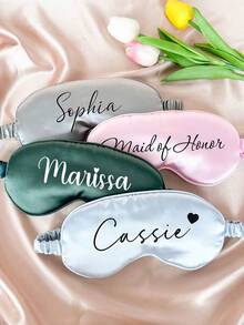 Customized Satin Sleep Mask - Personalized Bridesmaid Gift, Custom Sleep Mask, Satin Sleep Mask, Bridesmaid Party Favor, Personalized Wedding Gift, Bachelorette Party Favor, Gift For Her, Monogram Eye Mask, Travel Sleep Mask, Customized Name Eye Mask, Bridal Shower Favor, Women's Sleep Mask, Bachelorette Party Favor, Bridal Party Travel Sleep Mask - Multicolor - View 7