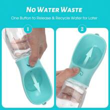 Bouteille d'eau pour chien de 550 ml/19 oz, distributeur d'eau portable pour animaux de compagnie étanche avec bol d'alimentation, convient pour la promenade en plein air, la randonnée, les voyages, en plastique (bleu/rose)