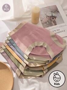 6 pièces Pack Sous-vêtements Taille Haute unicolore et Sans Couture Confortables dans des Couleurs Assorties pour Adolescentes