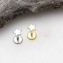 2pcs/Set High-End Sweet Star Internally Threaded Stud Earrings, 316L Stainless Steel Hypoallergenic Ear Piercing, Nose/Lip Stud