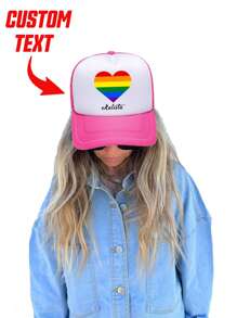 Șapcă de baseball personalizată imprimabilă cu text/nume, 1 buc., cu imprimeu floral al lunii mândriei, pălărie unisex pentru șofer de camion, potrivită pentru petrecere, festival, aniversare