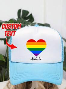 Șapcă de baseball personalizată imprimabilă cu text/nume, 1 buc., cu imprimeu floral al lunii mândriei, pălărie unisex pentru șofer de camion, potrivită pentru petrecere, festival, aniversare