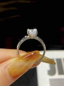 1Pc Eternity Romantic Princess Four Claw 1CT Moissanite Diamond Wedding Band Ring S925 Sterling Silver Suitable For Engagement Wives Girlfriends Birthday Gift Bridal Fine Jewelry