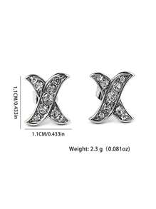 1 Pair Elegant Cubic Zirconia X-Shaped Stainless Steel Stud Earrings For Women, Minimalist Versatile Earrings Gift For Lover, Mother, Friends