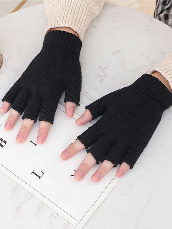 1pc Fashion Accessory Fingerless Gloves, Knitted Woolen Half Finger Gloves For Men And Women, Warm And Comfortable For Autumn/Winter