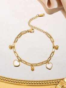 1pc Stainless Steel Floral Shell Korean Fashion Bracelet For Women
