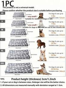 1PC All Season Comfort Soft Pet Mat Flannel Dog Mattress Puppy Litter Mat - Suitable For Cats And Dogs, Terylene Padded, Indoor Versatile Design, Soft Warm Machine Washable Sleeping Mat - Grey - View 3