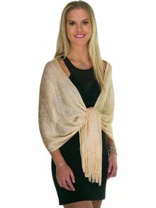 Metallic Glitter Shawl Wrap For Evening Dresses And Weddings - 淺黃香檳色 - 查看 9
