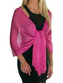 Metallic Glitter Shawl Wrap For Evening Dresses And Weddings - 紫紅色 - 查看 1