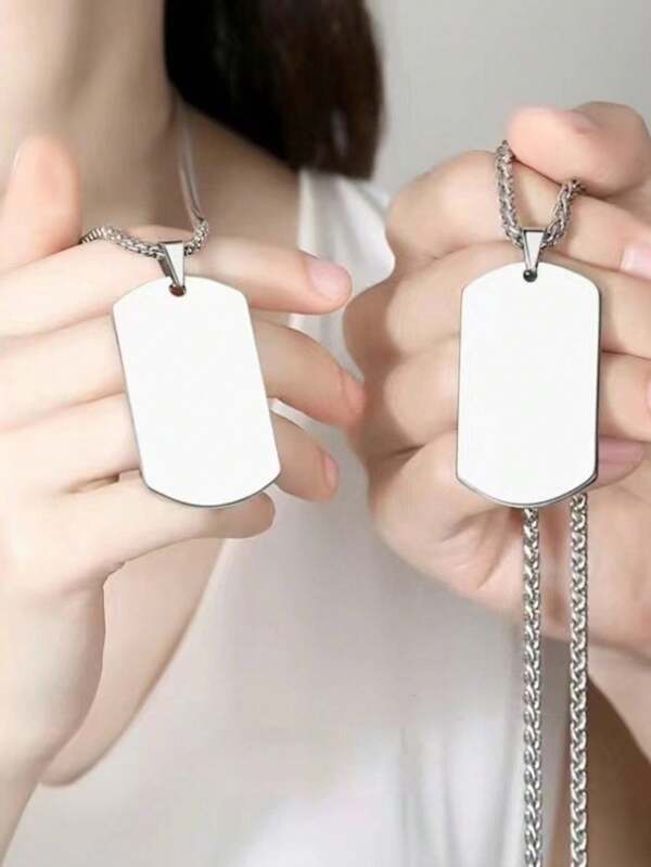 1PC European And American High-End Stainless Steel Military Brand Necklace, Engraved Titanium Steel Pendant Jewelry, Pearl Necklace Accessory