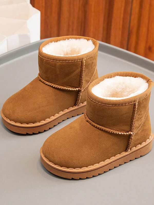 1 par de botas de nieve suaves, ligeras, cómodas y cálidas con forro de algodón para niños y niñas, aptas para uso casual e informal tanto en interiores como en exteriores.