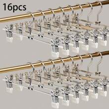 10pcs Metal Pants Hangers With Adjustable Clips, Non-Slip Multipurpose Organizer, Space-Saving, Suitable For Pants, Skirts, Jeans, Coats, Wardrobe And Retail Display