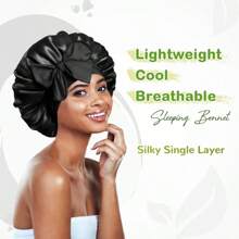 2 Stücke Haaraccessoires Set: Damen einfarbige Schlafmütze mit 1 Stück passenden großen Scrunchie, weich atmungsaktiv und einstellbar für Dusche, Make-up, Gesichtsmaske, Zuhause oder Hotel-Nutzung
