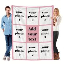 1pc Customized Photo Blanket With Text, Personalized High-Definition Digital Printed Flannel Quilt, Quilted Craftsmanship, Stain-Resistant, Machine Washable, Suitable For All Seasons, Versatile Use, Perfect Gift For Parents, Couples, Spouses, Also Ideal For Christmas Gifts And Christmas Decorations. Breathable, Lightweight, Washable, Fun, Cute, Heartwarming, Soft And Comfortable, Elegant And Simple, Customizable, Personalized, Unique, Ideal Gift For Him - Multicolor - View 13