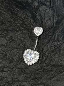 1 Stück minimalistischer Strass-Herz-Bauchnabel-Piercing-Ring, modischer sexy Körperschmuck Bauchnabel-Schmuck
