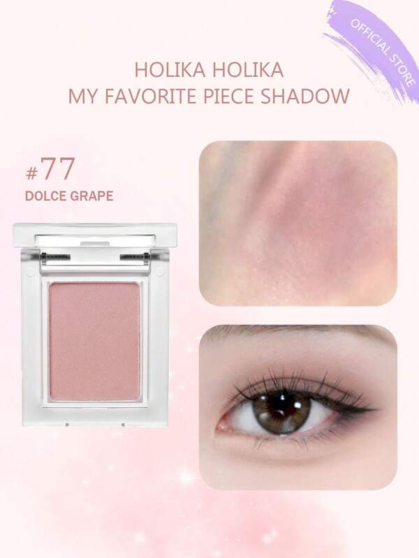 HOLIKA HOLIKA HOLIKA HOLIKA My Favorite Piece Shadow 77 DOLCE GRAPE, Weightless Blend, Smooth Pressed, Long-Lasting, Pocket Size, Finger Application, No Creasing, On-The-Go Touch Up, Travel Essential, Anti-Puffiness, 5-Minute Rush Makeup, K-Beauty, Korean Makeup, 1.8g/0.06oz