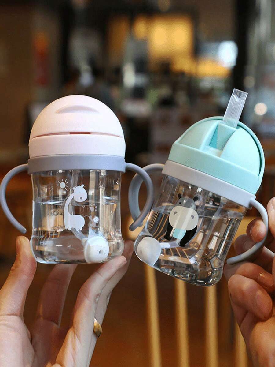 1PC 250ml Straw Cup, Learning Drinking Cup, 360° Water Leak Proof Weighted Straw Cup With Handle Water Bottl, Soft Spout Learner Cup With Graduated Anti-Choking Handle Water Bottle Drop-Resistant Cup,Water Cup, Birthday, Christmas Gifts Easter Gift - Multicolor - View 1