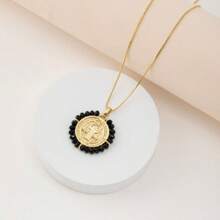 1pc Fashionable Retro Colorful Crystal Virgin Mary Pendant Necklace, Best Gift For Women Jewelry