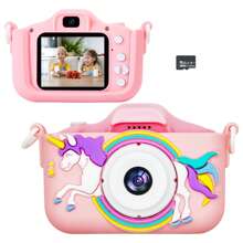 Kinder Selfie-Kamera, 1080P HD Digitalkamera mit Schutzhülle, perfekt für Familientreffen, Partys und Reisen, Weihnachts- und Kindertags-Geburtstagsgeschenk für Jungen und Mädchen im Alter von 3-12 Jahren (mit 32 GB Karte)