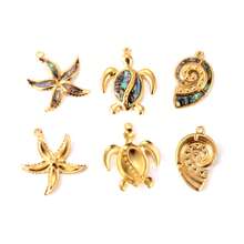 1pc 304 Stainless Steel Ocean Series Turtle, Conch, Starfish Pendant, Used For DIY Necklace, Earring, Jewelry Making