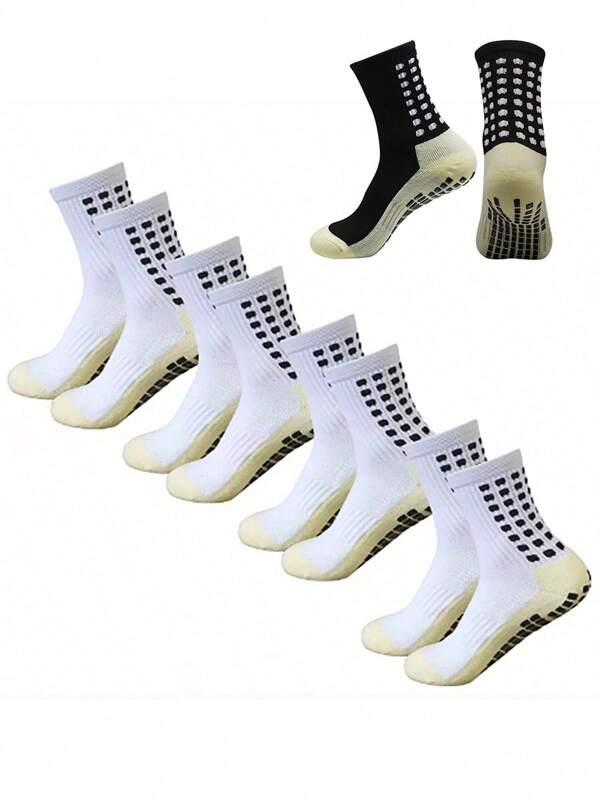 2/4/8/10/12/20 paires de chaussettes de football pour hommes avec bandes antidérapantes pour le football, le basket-ball et les sports