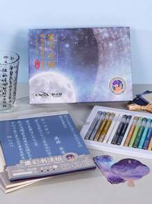 1 Set de Kit de práctica de caligrafía, incluye bolígrafos de punta fina, bolígrafos de colores, bolígrafos de dibujo para caligrafía, pintura, diario, vuelta al colegio, útiles escolares