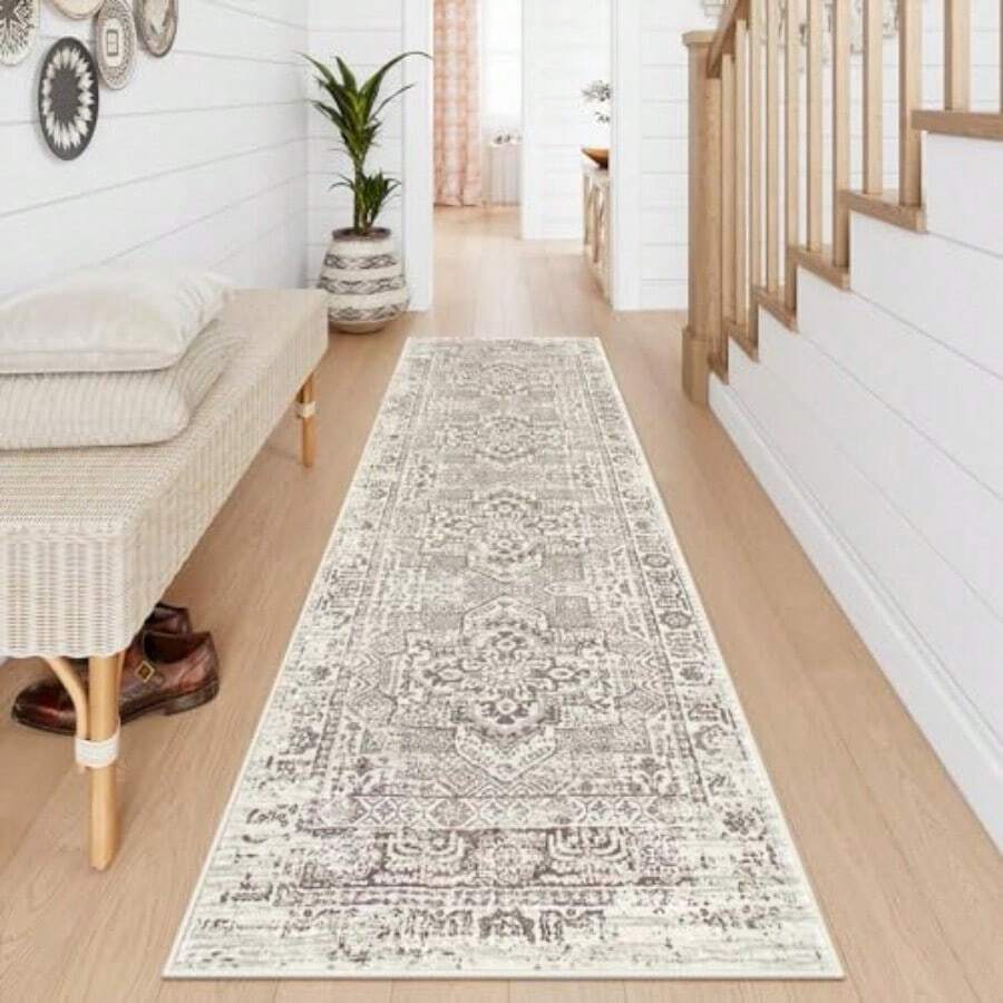 Boho Washable Runner Rug Non Slip2.5x10 Soft Hallway Runner Rug For Entryway Indoor With Rubber Backing Beige 10ft Long Carpet Runner For Bedroom Bedside Bathroom Kitchen RV - 2.5'x10' - View 1