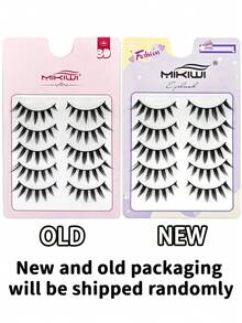 5对卡通风格假睫毛，轻盈飘逸的动漫风自然假睫毛，蓬松如娃娃般的假睫毛，卡通假睫毛条，假睫毛 - 黑色 - 查看 7