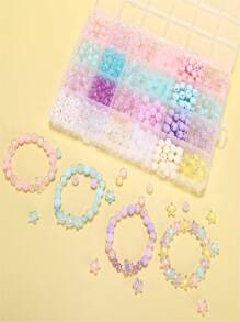 Glas Perlen Armband Bastel-Set, 8mm runde Perlen DIY Schmuckherstellung Hochzeits-Zubehör Acryl Pony Perlen Geschenke